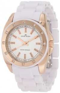 Anne Klein Women's 109178RGWT Swarovski Crystal Accented Rosegold-Tone White Bracelet Watch