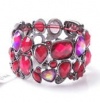 Style & Co Gold Tone Multi Red and Purple Rhinestone Stretch Bracelet