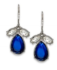 Drop everything for this gorgeous pair of earrings from Charter Club. A teardrop-cut blue stone is complemented by clear accents. Crafted in silver tone mixed metal. Approximate drop: 1-1/2 inches.