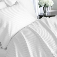 Wrinkle-Free Hotel Collection Damask Stripes White King size Microfiber sheet set, deep pocket, 95gsm ,100% Microfiber.