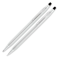 Cross Classic Century, Lustrous Chrome, Ballpoint Pen and .07mm Pencil Set (350105)