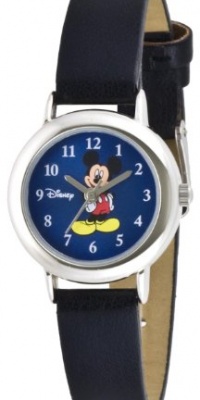 Disney Women's MCK616 Mickey Mouse Silver Case Blue Dial Black Strap Watch