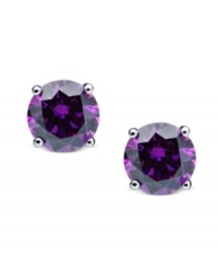 Celebrate your favorite month of the year with these February birthstone earrings by CRISLU. Stud earrings feature round-cut, amethyst-colored cubic zirconias (3 ct. t.w.) set in sterling silver with a platinum finish. Approximate diameter: 1/4 inch.