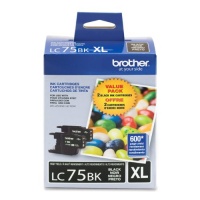 Brother Printer LC752PKS 2 Pack of LC-75BK Cartridges Ink - Retail Packaging