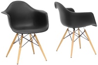 Baxton Studio Pascal Plastic Mid-Century Modern Shell Chair, Black, Set of 2