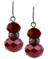 Paint the town red with this pair of double-drop earrings from Kenneth Cole New York. Crafted from hematite-tone mixed metal, the earrings feature faceted red beads and pave glass crystal accents for visual appeal. Approximate drop: 1-3/8 inches.