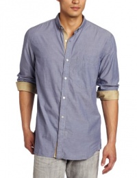 French Connection Men's Stebbns Chambray Voile Long Sleeve Shirt