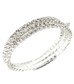 Every girl loves a little glamour. This gorgeous Givenchy bracelet features three rows of round-cut crystal set in silver tone mixed metal. Bracelet stretches to fit wrist. Approximate diameter: 2-1/4 inches.