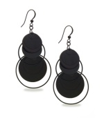 The perfect complement to your little black dress. Style&co.'s chic drop earrings feature circular black pailette in a mixed metal setting. Approximate drop: 3 inches.