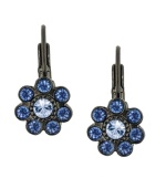 Stunning sapphire-hued crystal beads have an eye-catching effect for 2028's leverback earrings. Crafted in hematite tone mixed metal. Approximate drop: 1/2 inch.