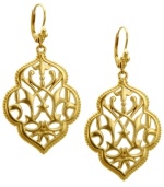 Flauntable style from the far east. T Tahari's intricate earrings draw inspiration from Moroccan culture, with a beautiful filigree pattern set in warm gold tone mixed metal. Approximate drop: 2-1/2 inches.