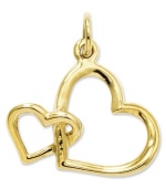 Double your affection. This cute cut-out double heart charm is crafted in polished 14k gold. Chain not included. Approximate length: 7/10 inch. Approximate width: 3/5 inch.