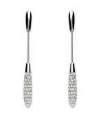 Add an exclamation point to your evening wear in elegant Swarovski drops. Chic, linear design features a sleek silver tone mixed metal setting accented by sparkling crystal drops. Approximate length: 2-1/10 inches.