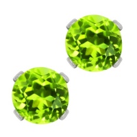 1.00 Ct Round Green Peridot .925 Sterling Silver 5.00mm Stud Earrings