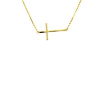 apop nyc 14k Yellow Gold Vermeil Sideways Cross Necklace 16 inch