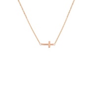 apop nyc Mini Rose Gold Vermeil Sideways Cross Necklace 16 inch - 18 inch