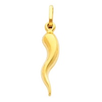 14K Yellow Gold Medium Cornicello Italian Horn Charm Pendant