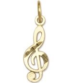 The perfect gift for the aspiring Mozart or Beethoven. This charming treble clef is crafted from diamond-cut 14k gold. Chain not included. Approximate length: 4/5 inch. Approximate width: 1/5 inch.