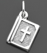 A beautiful replica of the good book makes a lovely accent. This Bible charm by Rembrandt Charms is crafted in sterling silver. Approximate drop: 1/2 inches.