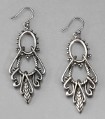 Free in spirit, these stylish Lucky Brand earrings feature attractive openwork. Crafted in vintage silvertone mixed metal. Approximate drop: 2-1/2 inches.