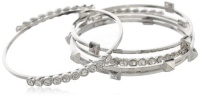 Vince Camuto Silver and Crystal Bangle Bracelet Set