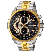 Men's Two Tone Edifice Chronograph Link Bracelet Black Dial