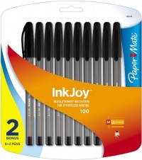 Paper Mate InkJoy 100 Stick Medium Point Pens, 10 Black Ink Pens (1803479)