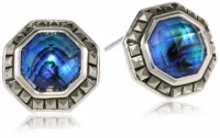 Judith Jack Mini Octagons Sterling Silver, Abalone and Marcasite Button Earrings