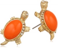 Anne Klein Arden Gold-Tone Tangerine Colored Turtle Button Earrings