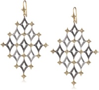 Lauren Harper Collection Mirage 18k Yellow Gold, 2 tone Silver and White Topaz Gate Earrings