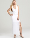 This Bailey 44 maxi dress flaunts an interior mini skirt for a cutting-edge silhouette.