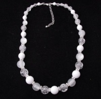 Charter Club Silver and White Graduated Bead Necklace