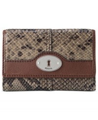 Get organized in the most exotic way with this posh, python-embossed leather wallet from Fossil. Ideally sized to slip inside a handbag, it boasts plenty of pockets and compartments for all the essentials.