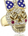 Betsey Johnson Ivy League Crystal Stretch Ring, Size 7.5