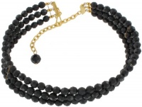 Black Beaded Three Strand Choker Necklace