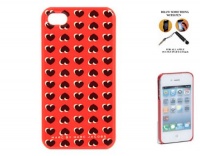 4myphones® MARC BY MARC JACOBS Light Hearted iPhone 4/4S Hard Case - BIRCH CORAL RED MULTI for AT&T VERIZON SPRINT + [Free] Screen Protector