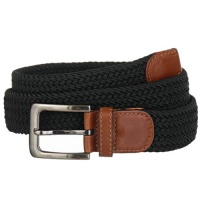 Black Gunmetal Buckle Leather Tipped Braided Belt