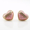 DaisyJewel Heart Shaped Earrings: Betsey Johnson Style - 14K Gold Plated Pink Cake Crystal Studded Pave Hearts With Love Sashay - Lightweight Earrings - Princess Perfect - Skin-Safe Hypoallergenic - For Pierced Ears