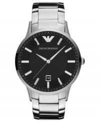 Brushed soft and polished, this stainless steel watch from Emporio Armani is stylish and comfortable.