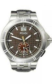 Fendi High Speed Dual Time Leather Strap Brown Dial Men's Watch #F434122