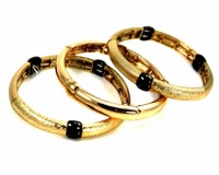 Alfani Bracelets, Gold and Hematite-Tone Textured Thin Stretch Bracelets, Set of 3