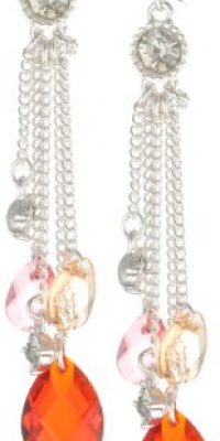 Nine West Sweet Celebration Silver-Tone Pink Cluster Fish Hook Drop Earrings