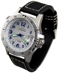 Xezo Mens Air Commando, 2nd Time Zone Swiss Made Divers Automatic Self-Wind Luxury Watch, Partial GMT Function