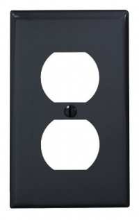 Leviton 80703-E 1-Gang Duplex Device Receptacle Wallplate, Standard Size, Thermoplastic Nylon, Device Mount, Black