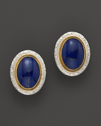 Framed in sterling silver and 24K gold, lapis stones shine on Gurhan's Parliament earrings.