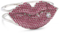 Betsey Johnson Film Noir Crystal Lips Hinged Bangle Bracelet