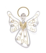 Hark! The Herald Angel's sing. Charter Club's beautifully-crafted angel pin features an intricate, cut-out design in silver and gold tone mixed metal with sparkling round and oval-cut crystals. Item comes packaged in a signature gift box. Approximate size: 2-1/4 inches.