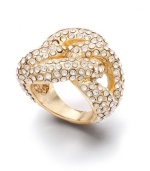 Fit to be tied. This chic cocktail ring by Bar III combines intricately braided bands and sparkling round-cut crystals. Crafted in gold tone mixed metal. Size 7.