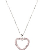 She'll look perfectly pretty in pink. CRISLU's sparkling children's necklace features pink cubic zirconias (3/8 ct. t.w.) in a sweetheart shape. Crafted in platinum over sterling silver. Approximate length: 13 inches + 1-1/2-inch extender. Approximate drop: 5/8 inch.