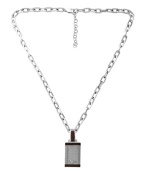 A fresh, new look for the modern man. Get chic, metrosexual style with Emporio Armani's stainless steel and brown leather necklace. Highlights a mesh dog tag pendant with the traditional eagle logo. Approximate length: 20 inches + 2-inch extender. Approximate drop: 1-1/2 inches.